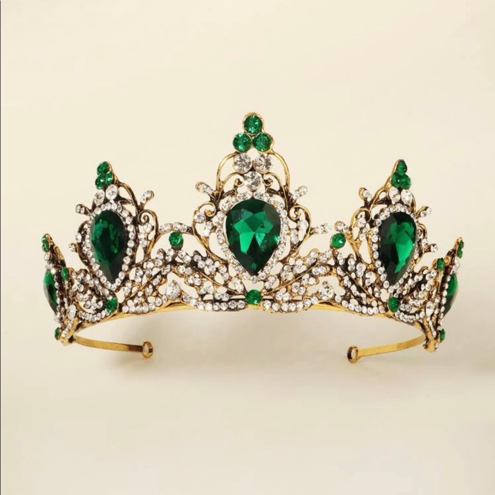 Emerald green with gold crown